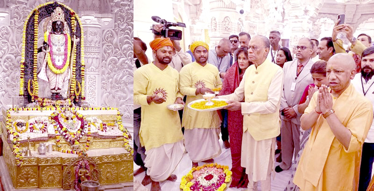 Mauritius Prime Minister Naveen Chandra Ramgoolam offered prayers at the Ram Temple.